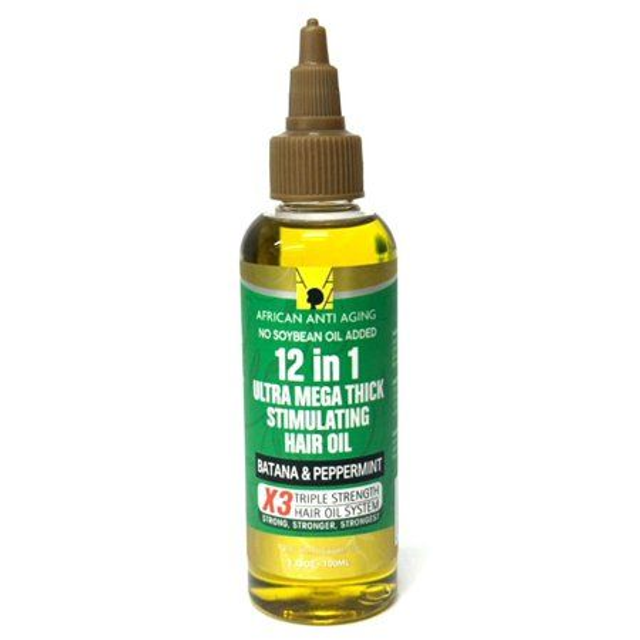 AFRICAN ANTI AGING HAIR OIL 12 IN 1 BATANA & PEPPERMINT 3.38OZ